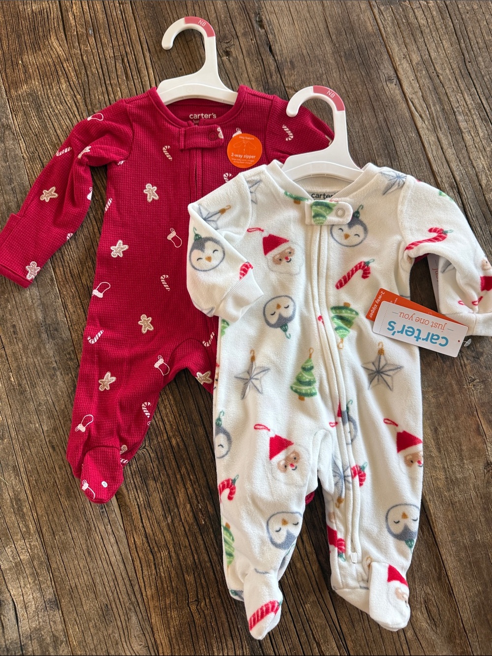 Carter's Newborn Holiday Print Baby One-Piece Sleepers - Cute and Soft! NWT
